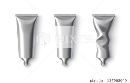 Silver metal cream tubes with screw 127968649