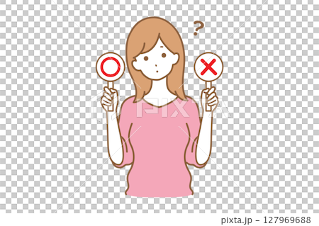女人臉部表情正確不正確 女人臉部表情正確不正確 127969688
