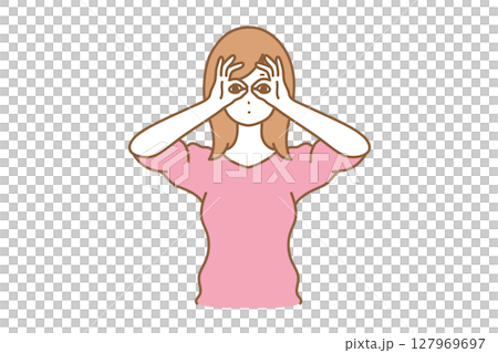 Woman facial expression peeking 127969697