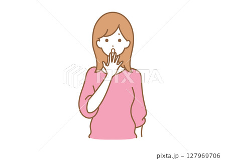 女性　表情　驚き 127969706