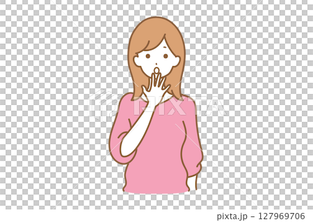 女性　表情　驚き 127969706