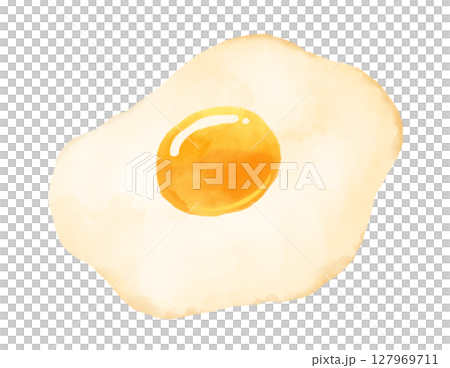 Fried egg watercolor 127969711