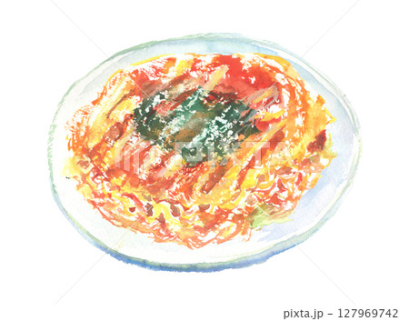 広島焼きの水彩イラスト 127969742