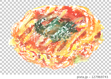 広島焼きの水彩イラスト 127969743