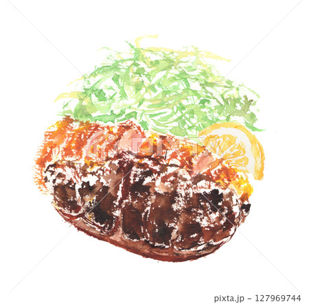 味噌カツの水彩イラスト 味噌カツの水彩イラスト 127969744