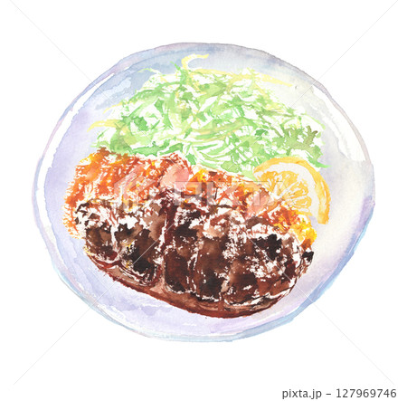 味噌カツの水彩イラスト 127969746