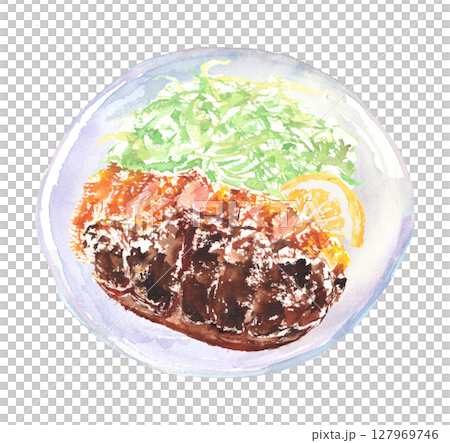 Miso cutlet watercolor illustration 127969746