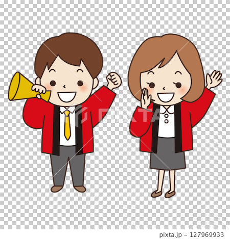 穿著法被的男女歡呼01 127969933