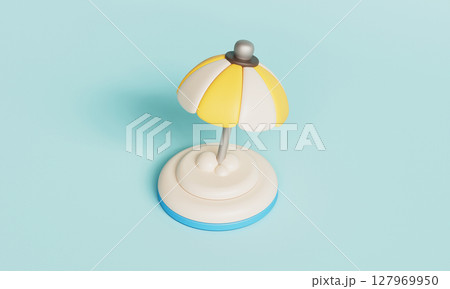 Summer Beach Umbrella Icon. 3D Rendering.  127969950