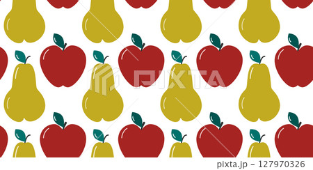 Hand Drawn Pear and Apple Seamless Pattern  127970326