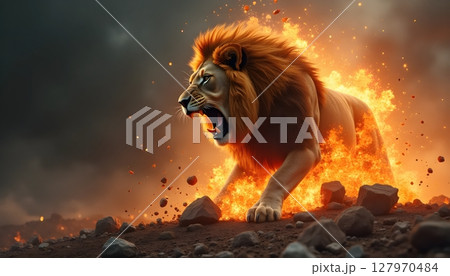 lion in the desert 127970484