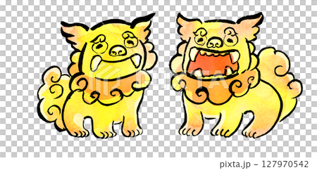シーサーの水彩イラスト シーサーの水彩イラスト 127970542