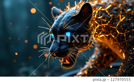 close up portrait of a black cat 127970555