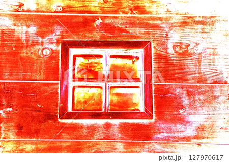 A small window in the wall of an old wooden house, changed colors. A small window in the wall of an old wooden house, changed colors. 127970617