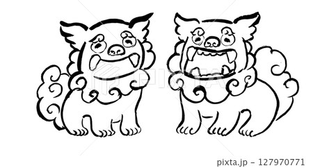 シーサーの手描きイラスト 127970771