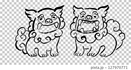 シーサーの手描きイラスト 127970771