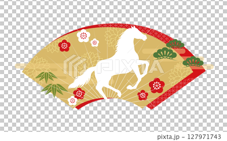 年賀素材 午年のベクター干支シンボルイラスト 年賀素材 午年のベクター干支シンボルイラスト 127971743