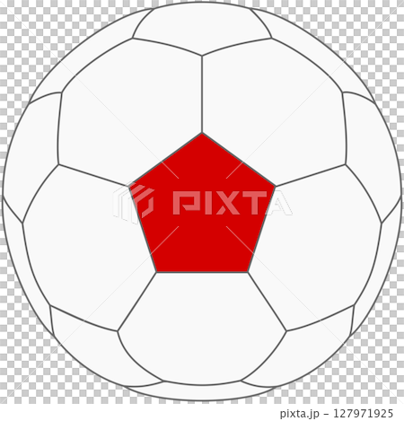 Soccer ball with Japanese flag - pentagon in the center Soccer ball with Japanese flag - pentagon in the center 127971925