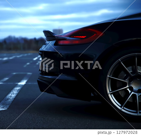 黒いオープンカーのリアセクション 127972028