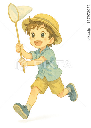 虫取りをする夏の男の子 127972072