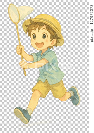 虫取りをする夏の男の子 127972072