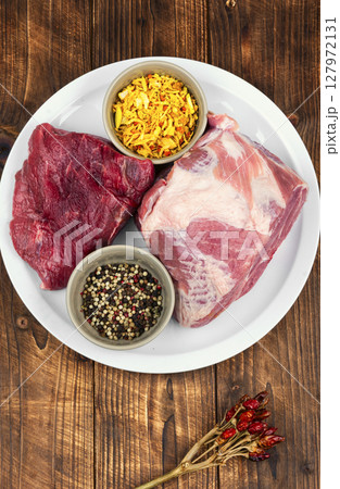 Various types of fresh meat 127972131