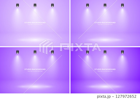 Empty studio abstract background, soft spotlight effect, smooth gradient and subtle stage lighting. Perfect for product showcases, presentations, branding, elegant display setup. Vector illustration 127972652