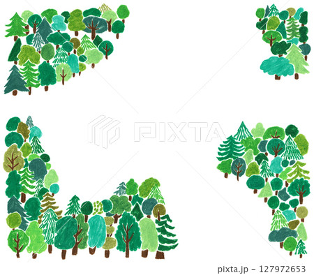 手書きイラスト　森の背景フレーム 127972653