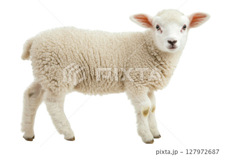 Lamb animal isolated on white background transparent PNG clipart. 127972687