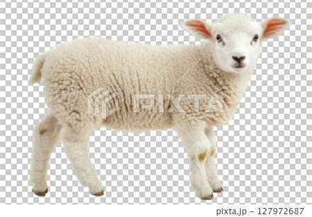 Lamb animal isolated on white background transparent PNG clipart. 127972687