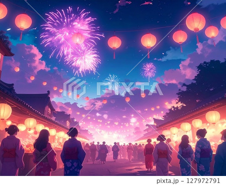日本の夏祭りの夜 日本の夏祭りの夜 127972791