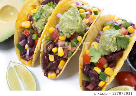 Vegetarian Taco and ingredients Vegetarian Taco and ingredients 127972931