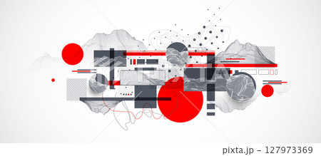 Abstract art wireframe background. Modern science or technology art elements. Surface illustration. 127973369