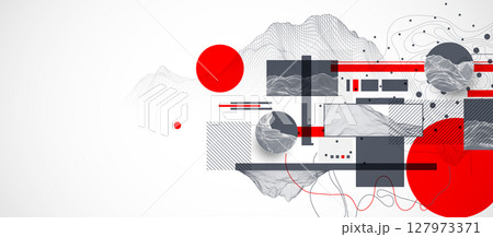 Abstract art wireframe background. Modern science or technology art elements. Surface illustration. 127973371