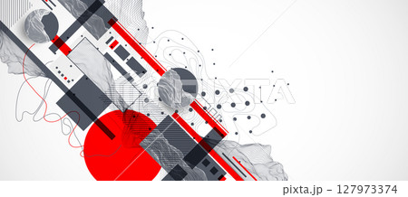 Abstract art wireframe background. Modern science or technology art elements. Surface illustration. 127973374