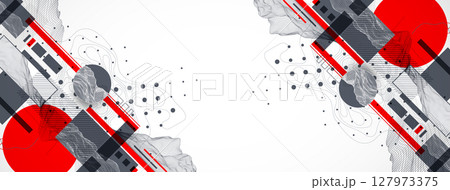 Abstract art wireframe background. Modern science or technology art elements. Surface illustration. 127973375