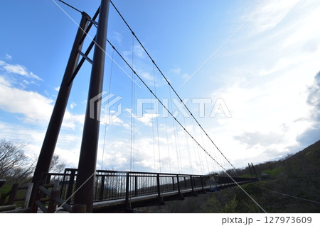 遠く長く伸びる橋(那須・つつじ吊橋) 遠く長く伸びる橋(那須・つつじ吊橋) 127973609
