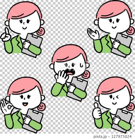 Woman in a suit holding a file icon (set) 127973824