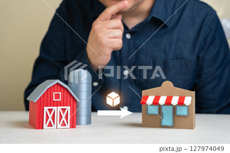 Food deliveries to stores. Sale of agricultural products. Logistical challenges. Packaging of agricultural products. Quality preservation. Maintaining supply chains. Distribution of fresh produce 127974049