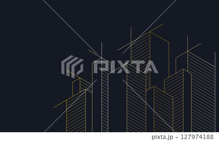 Architectural drawing with building construction 127974188