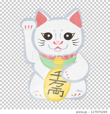 Cute beckoning cat illustration 127974269