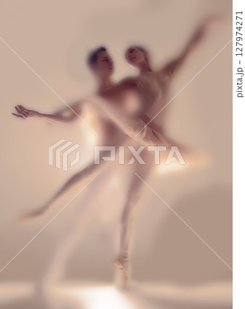 Faded amber duo with romantic ballet grace and subtle emotional tension 127974271