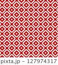 Seamless geometric pattern with red and white diamond shapes in a regular grid creating a modern abstract background 127974317