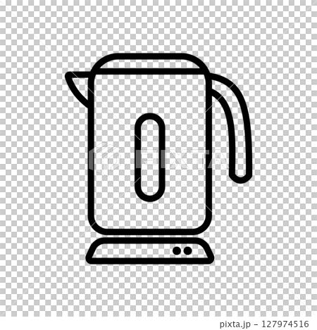 Stock Illustration: Simple line drawing vector icon of an electric kettle (white background) 127974516