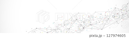 Website header or banner design with abstract polygonal background and connecting dots and lines. Global network connection. Digital technology with plexus background and space for your text. 127974605