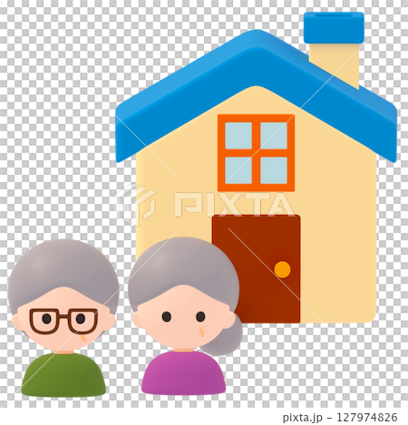 家に住む老夫婦 127974826
