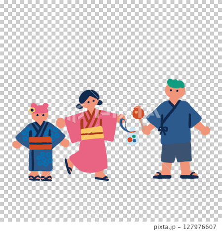 穿yukata的孩子的例證 穿yukata的孩子的例證 127976607