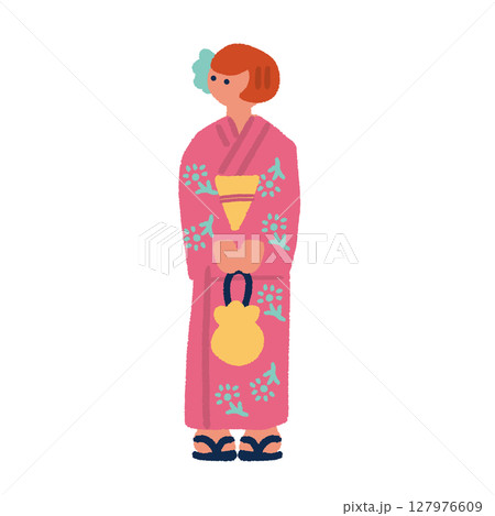 浴衣を着た女性のイラスト 浴衣を着た女性のイラスト 127976609