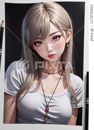 ナチュラルな表情の女性  ポートレート 　[AI生成画像] 127976805