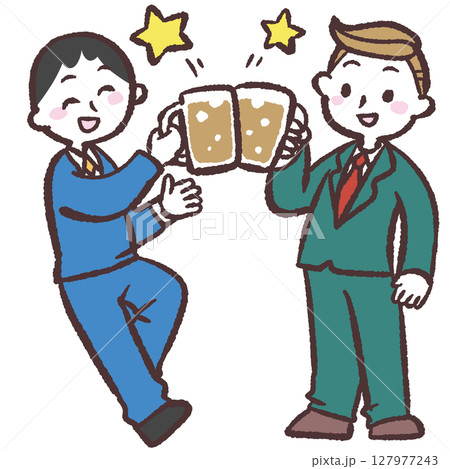 乾杯する二人の男性のイラスト 127977243